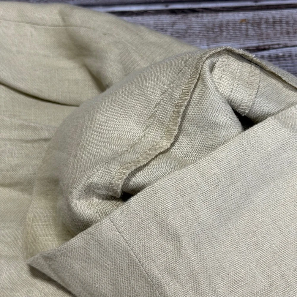 Calvin Klein Dress Pants Mens 38Rx33 Tan 100% Linen Flat Front Straight Leg